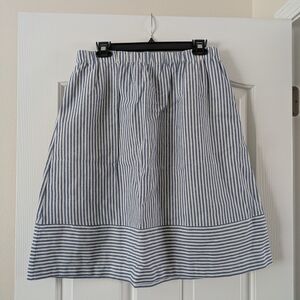 J. Crew Navy and White Striped A-Line Skirt
